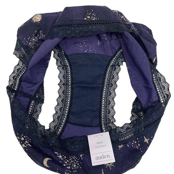 Auden | Navy Celestial Women’s Cotton Bikini with Lace Trim Underwear - Picture 5 of 7